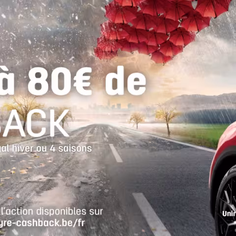 Jusqu'à 80€ de cashback sur les pneus Uniroyal chez Point S Belgique