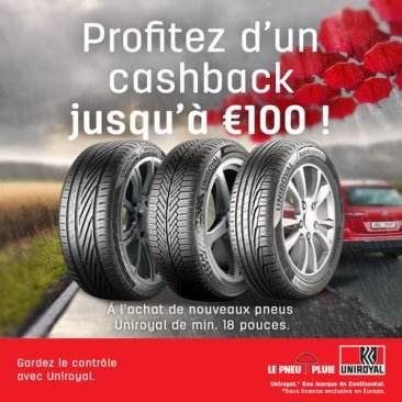Promotion Uniroyal mars 2026 Point S jusqu'à 100€ de cashback